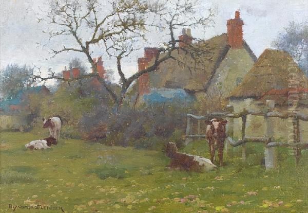 Cattle In A Field Beside A Cottage - view 1