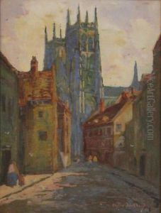 Cathedral And Street Scene by Blythe Fletcher