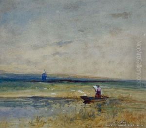 Boat And Figure In Landscape by Blythe Fletcher