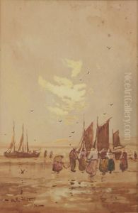 Boat Scene With Figures by Blythe Fletcher