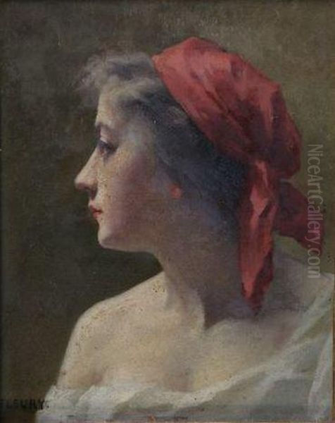 Jeune Femme Au Foulard Rouge - view 1