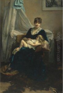 A Mother And Her Sleeping Child by Fanny-Laurent Fleury
