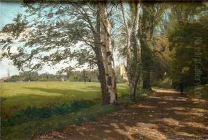 Sonnendurchflutete Allee Zu Dorf Fuhrend by Paul Franz Flickel