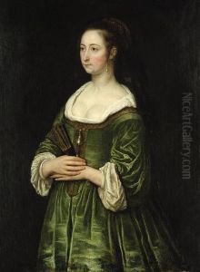 Bildnis Einer Jungen Frau Im Grunen Kleid by Govert Teunisz. Flinck