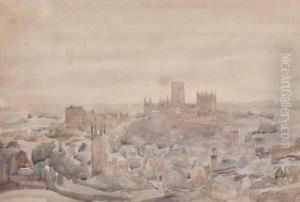 Panoramic View Of Durham Looking Towards The Cathedral by Robert Purves Flint