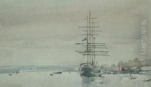 "on The Medway" by Robert Purves Flint