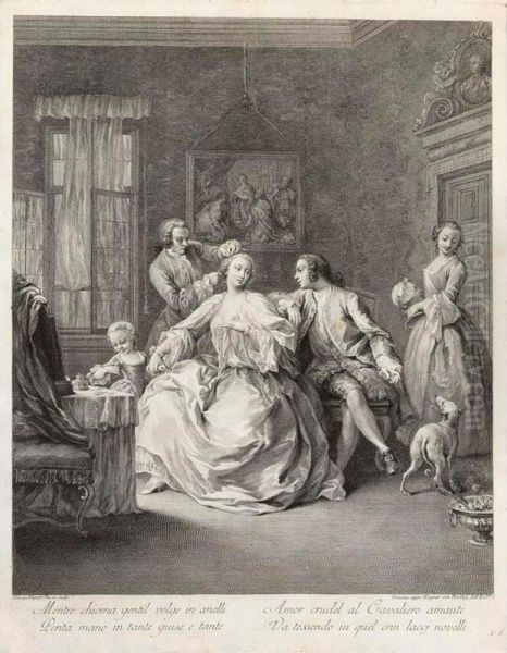 A Lady With An Attendant Making Her Toilet, Sitting Next To A Gentleman In An Elegant Interior - view 1