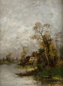Flusslandschaft Im Herbst by Heinz Flockenhaus