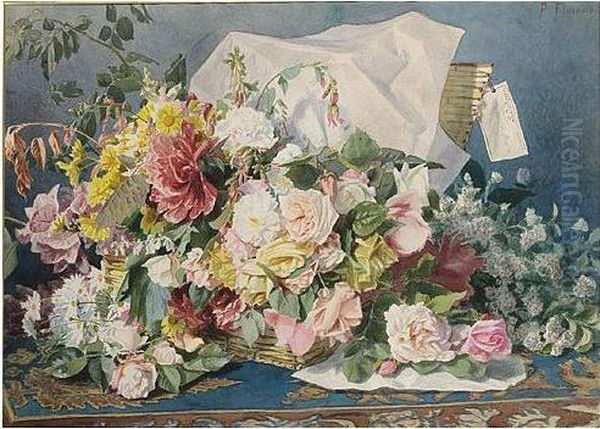Flowers, Signed, Watercolour, 54 X 74.5 Cm.; 21 1/4 X 29 1/4 In - view 1