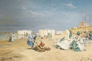 Belebte Strandpartie