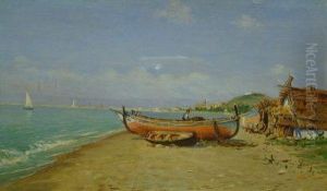 Pescadores Con Los Barcos by Enrique Florido Bernils