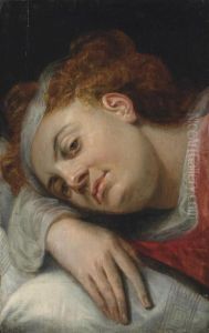A Woman Resting Her Head On Her Right Arm by Frans Floris