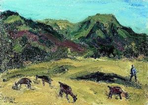 Landschaft Mit Hirte Und Ziegen. by Johann Peter Fluck