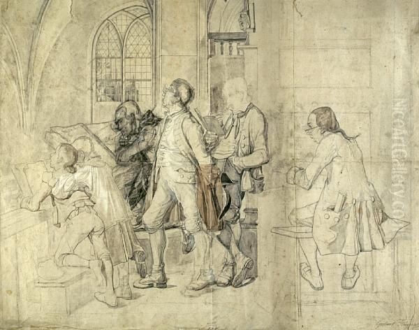 Figures Singing In A Church - view 1