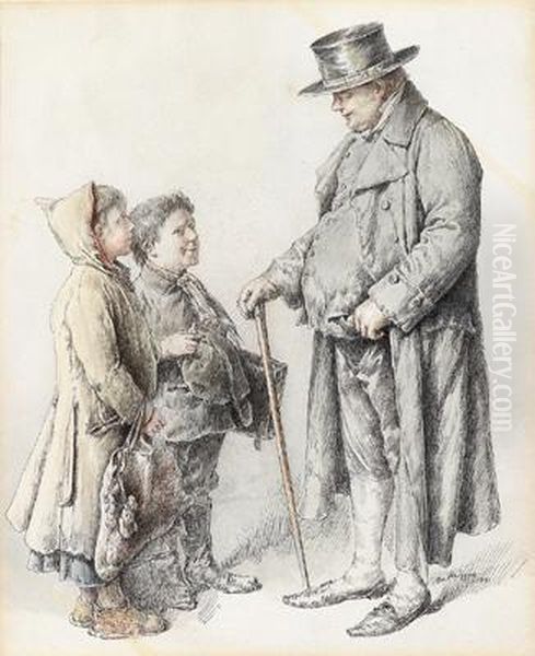 Ein Alter Mann Und Zwei Strasenkinder - view 1
