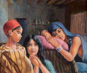 Famille Orientale Dans Un Interieur