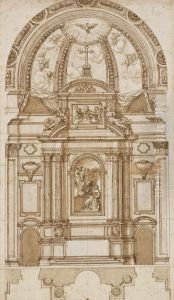 Etude Architecturale D'une Chapelle Voutee En Cul-de-four, Avec Sonplan En Coupe