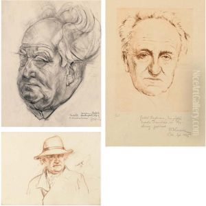 A Portrait Of Gerhart Hauptmann by Giuseppe Foglia