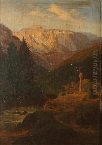 A Mountain Landscape With A Stream In The Foreground - view 1