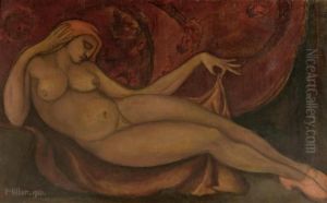 Female Nude In Red Shoes by Maria Hiller Foll