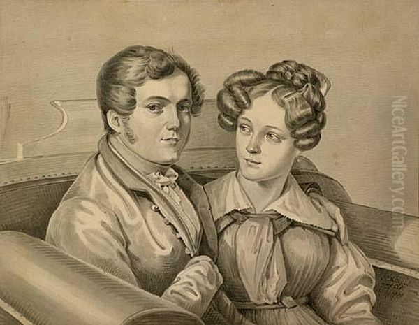 Engagement Portrait Of Luc Schonauer And Miss Carolina Sophia Augusta Fries From - view 1