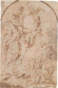 Engel Mit Wappen Und Den Hll. Michael Und Dominicus by Sebastiano Folli