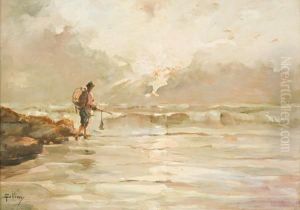 Figura Lungo Una Spiaggia Al Tramonto by Carlo Follini