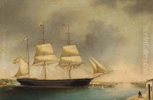 The Spanish Three-masted Barque Juanita Clar Running Into Portmahon, Minorca The Spanish Three-masted Barque Juanita Clar Running Into Portmahon, Minorca