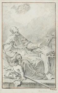 The Inspiration Of Saint Gregory The Great by Francesco Salvador Fontabesso