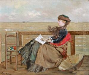 Dame Auf Einem Steg Mit Meeresblick by Victor Fontaine