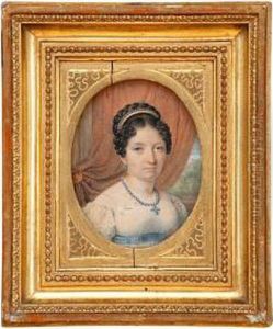 Ritratto Di Fanciulla Con Diadema E Filo Di Perle Turchesi by Jean Francois Gerard Fontallard