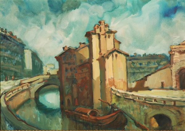 Vecchia Milano-ponte Sul Naviglio Via Olocati Ora Corso Genova - view 1