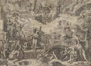 The Vision Of The Prophet Ezekiel by Giovanni Battista Fontana
