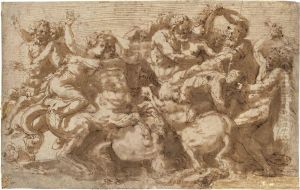 The Battle Of The Lapiths And Centaurs by Prospero Fontana