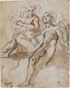 Two Music-making Angels by Prospero Fontana