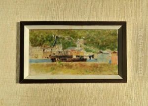 Italienischer Hafen Mit Grosem Schiff by Roberto Fontano