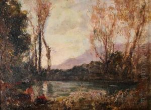 Paesaggio Lacustre Con Figure