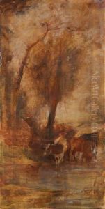 Mucche All'abbeverata by Antonio Fontanesi
