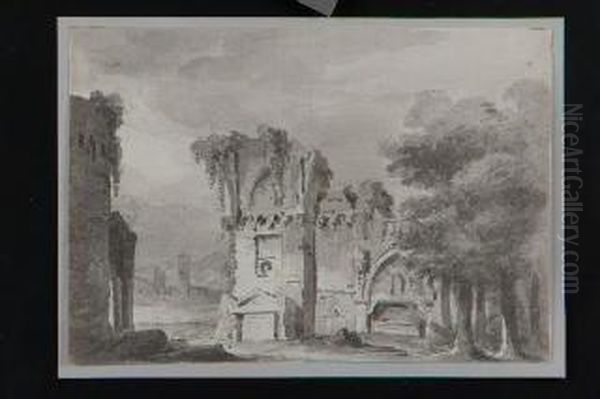 Bozzetto Scenografico Con Rovine Classiche E Gotiche - view 1