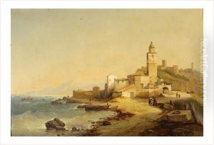 Eglise Au Bord De La Mer by Nicolas Victor Fonville