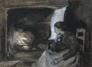Seated At The Hearth by Elizabeth A.Stanhope Forbes