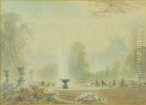Fontaine Dans Un Parc (versailles ?) by Henri Foreau