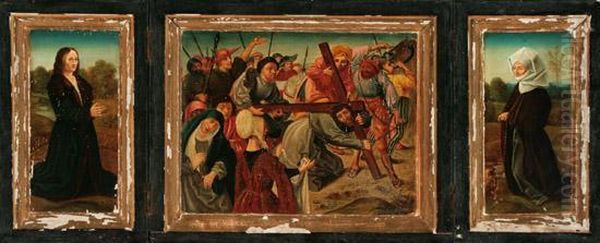 Christ Carrying The Cross With Donor Portraits - view 1