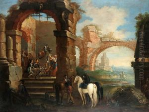 Zolnierze Odpoczywajacy W Ruinach, Lombardia, 1 Cw. Xviii W. by Tomaso Formenti