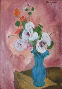 Bouquet De Fleurs Dans Un Vase Bleu