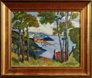 Tallar Och Hustak Vid Vik by Nils The Elder Forsberg