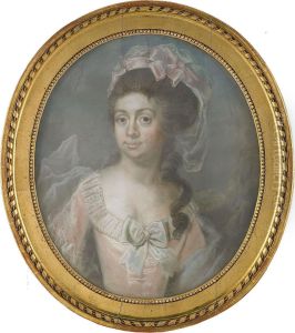 Portratt Av Elegant Hogrestandsdam Ikladd Rosa Klanning Med Slojor Och Rosetter - Midjebild
