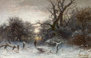 Vinterlandskap Med Figur by Victor Forssell
