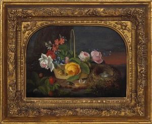 A Still Life With Flowers, Beetle And Bird'snest