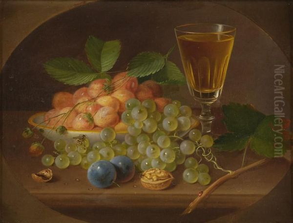 Fruchtestilleben Mit Weinglas Und Insekten. - view 1